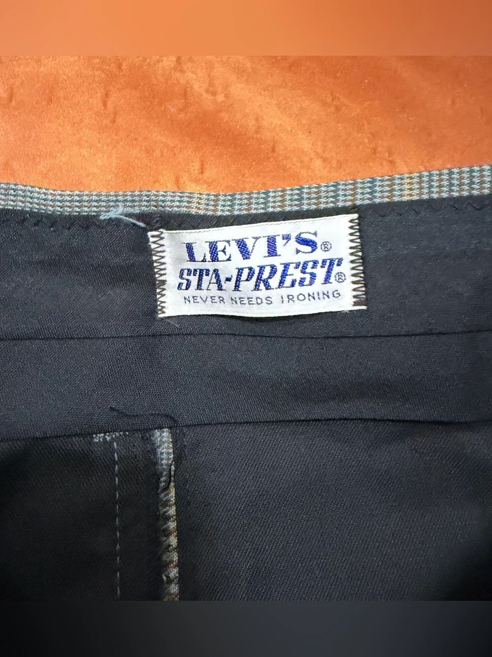 Vintage 1970s Levi’s STA-PREST Deadstock Plaid Pants 31x31 Blue Green Tan